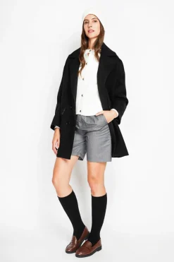 Assuili Manteaux|Manteau en Laine mélangée noir