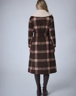 Manoush Manteaux|Manteau en Laine mélangée Pilou Tartan unique