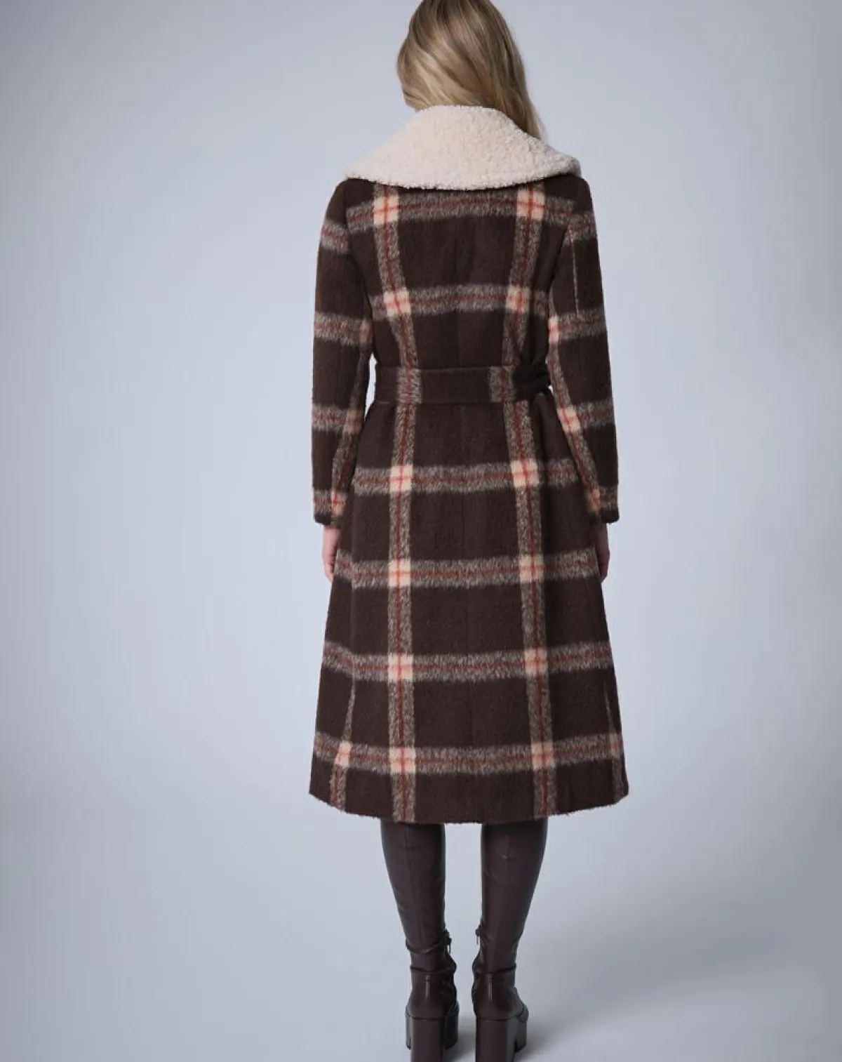 Manoush Manteaux|Manteau en Laine mélangée Pilou Tartan unique