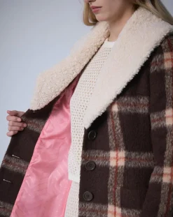 Manoush Manteaux|Manteau en Laine mélangée Pilou Tartan unique