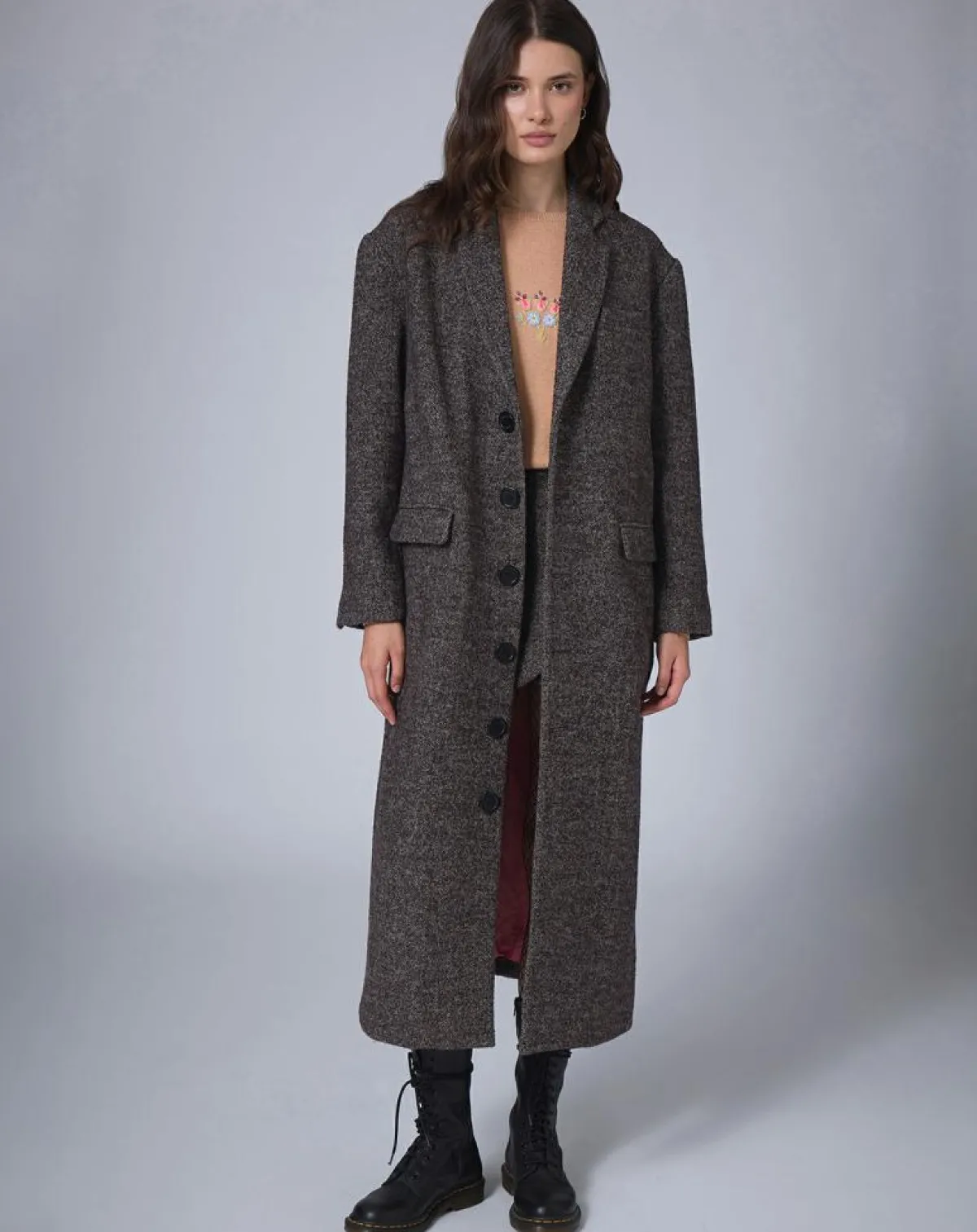 Manoush Manteaux|Manteau en Laine mélangée Raymonde chocolat