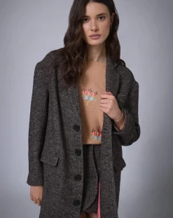 Manoush Manteaux|Manteau en Laine mélangée Raymonde chocolat