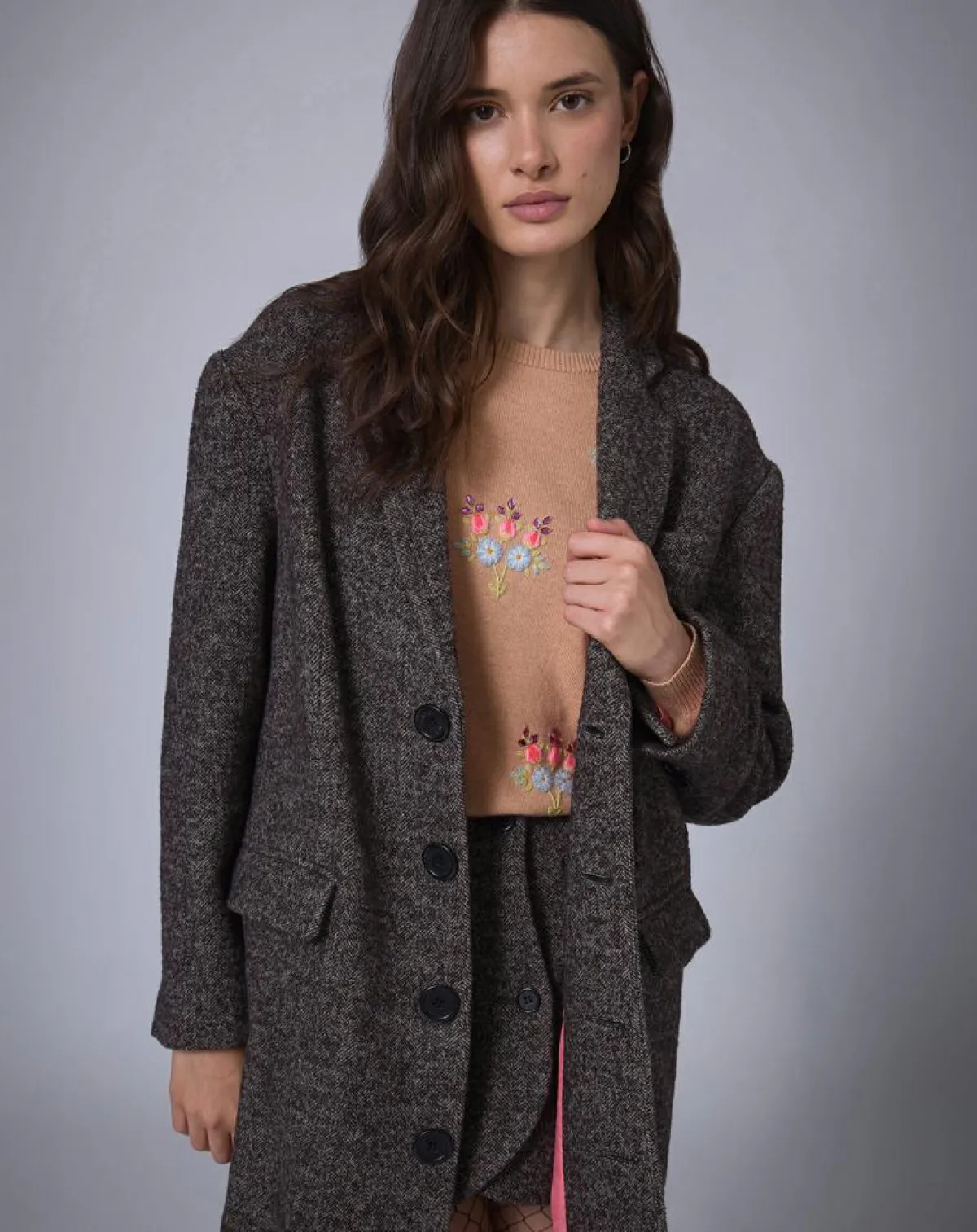 Manoush Manteaux|Manteau en Laine mélangée Raymonde chocolat