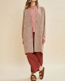 Chloé Stora Manteaux|Manteau en Lin mélangé Martini terre/écru