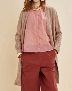 Chloé Stora Manteaux|Manteau en Lin mélangé Martini terre/écru