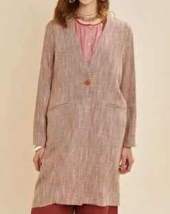 Chloé Stora Manteaux|Manteau en Lin mélangé Martini terre/écru