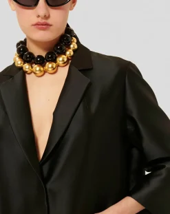 Tara Jarmon Manteaux|Manteau en satin Martin noir