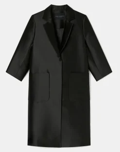 Tara Jarmon Manteaux|Manteau en satin Martin noir
