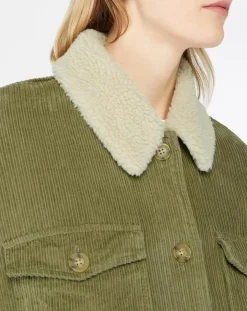 Billabong Manteaux|Manteau en Velours côtelé Lucky kaki