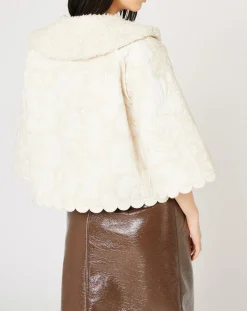 Manoush Manteaux|Manteau fourré Médiéval Patchwork brodé écru