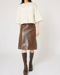 Manoush Manteaux|Manteau fourré Médiéval Patchwork brodé écru