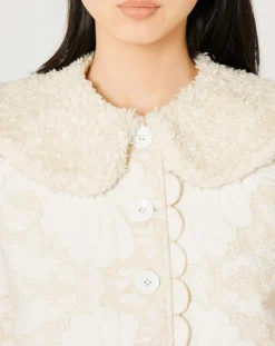 Manoush Manteaux|Manteau fourré Médiéval Patchwork brodé écru