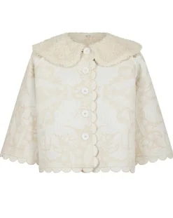 Manoush Manteaux|Manteau fourré Médiéval Patchwork brodé écru