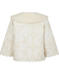 Manoush Manteaux|Manteau fourré Médiéval Patchwork brodé écru