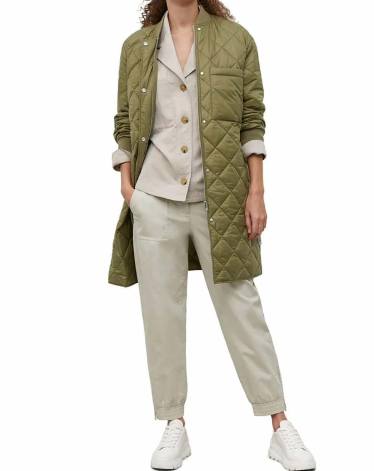 Marc O'Polo Manteaux|Manteau long matelassé kaki