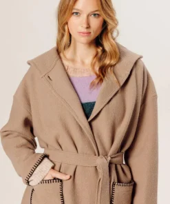 Rodier Manteaux|Manteau Lucrezia 100% laine à capuche beige ficelle