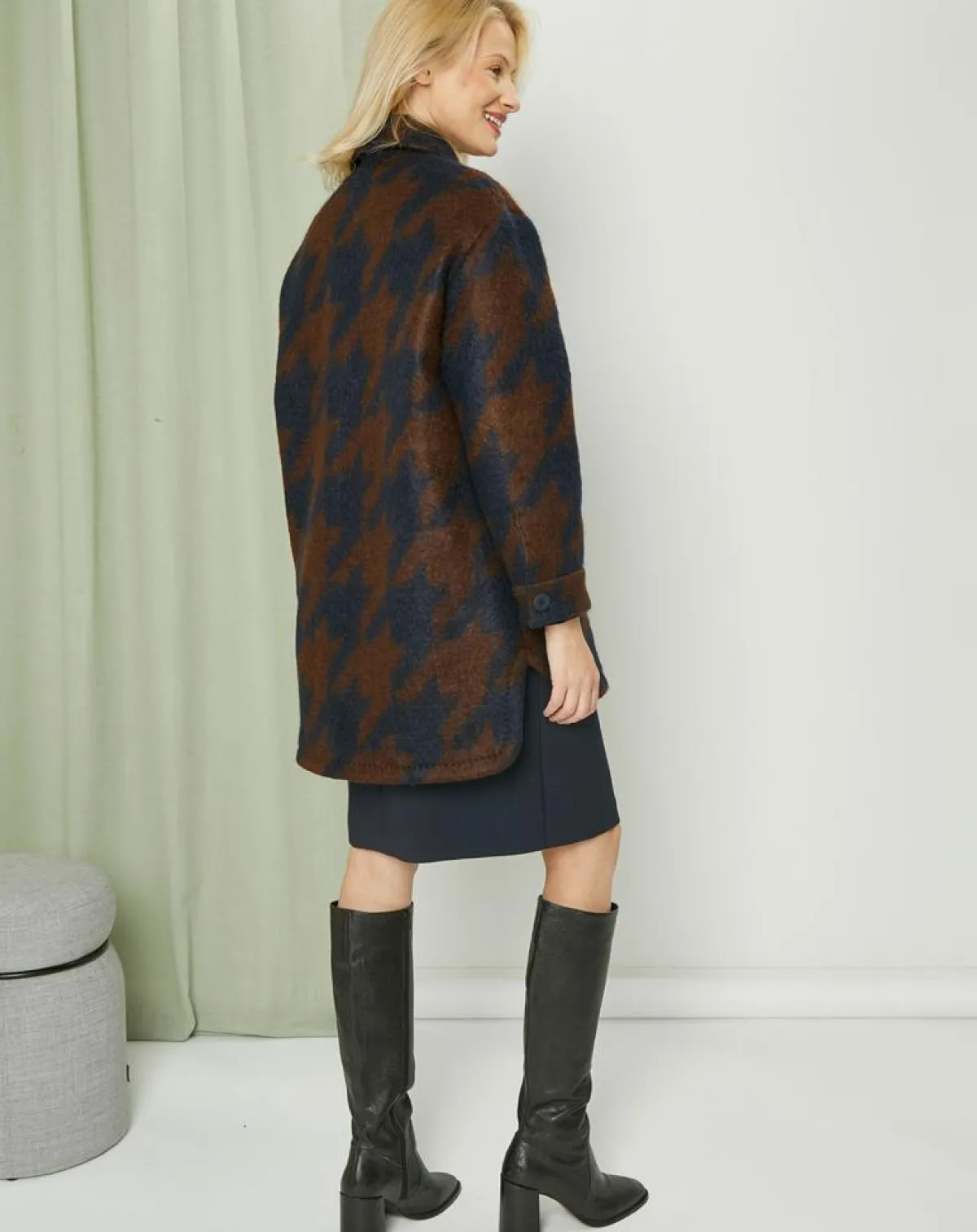 MaxMara Studio Manteaux|Manteau mi-long en Mohair & Laine mélangés Sante marron/bleu