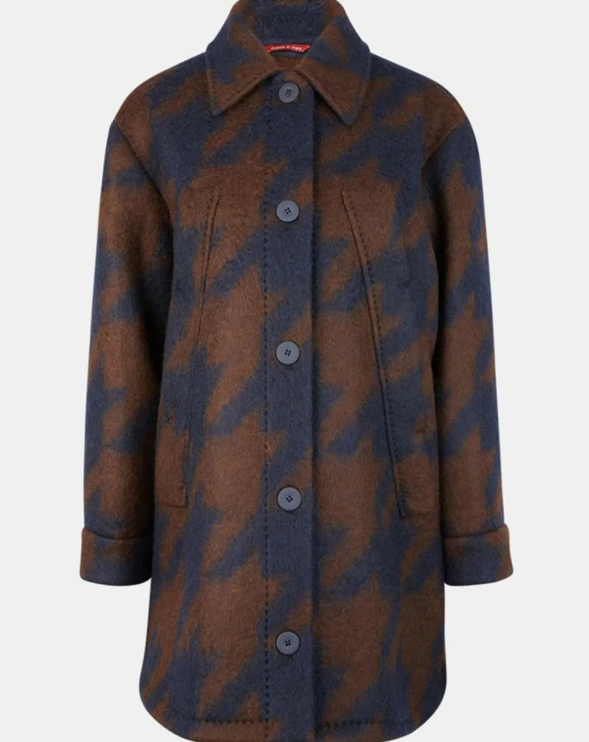 MaxMara Studio Manteaux|Manteau mi-long en Mohair & Laine mélangés Sante marron/bleu