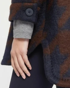 MaxMara Studio Manteaux|Manteau mi-long en Mohair & Laine mélangés Sante marron/bleu