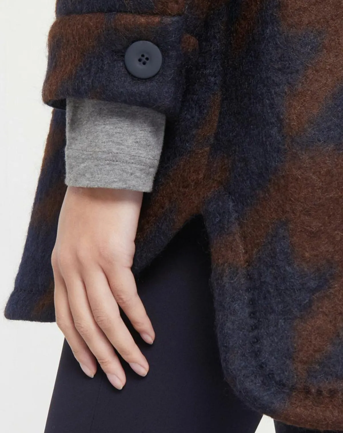 MaxMara Studio Manteaux|Manteau mi-long en Mohair & Laine mélangés Sante marron/bleu