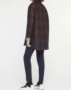 MaxMara Studio Manteaux|Manteau mi-long en Mohair & Laine mélangés Sante marron/bleu