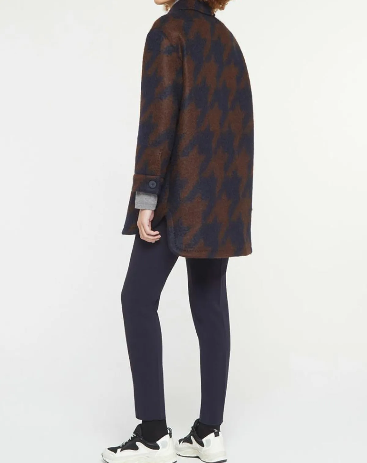 MaxMara Studio Manteaux|Manteau mi-long en Mohair & Laine mélangés Sante marron/bleu