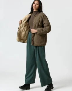 The Korner Manteaux|Manteau réversible Virginie kaki/beige