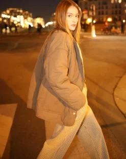 The Korner Manteaux|Manteau réversible Virginie kaki/beige