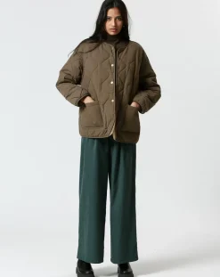 The Korner Manteaux|Manteau réversible Virginie kaki/beige