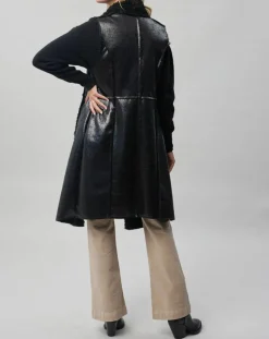 Lauren Vidal Manteaux|Manteau sans manches en fausse peau lainée Vogue noir