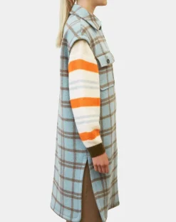 Marc O'Polo Manteaux|Manteau sans manches en Laine mélangée Campagne à carreaux bleu