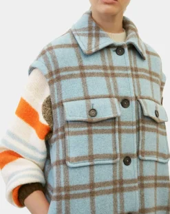 Marc O'Polo Manteaux|Manteau sans manches en Laine mélangée Campagne à carreaux bleu