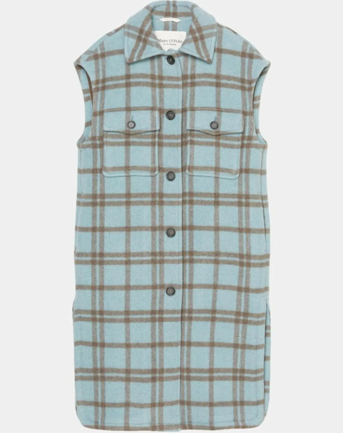 Marc O'Polo Manteaux|Manteau sans manches en Laine mélangée Campagne à carreaux bleu