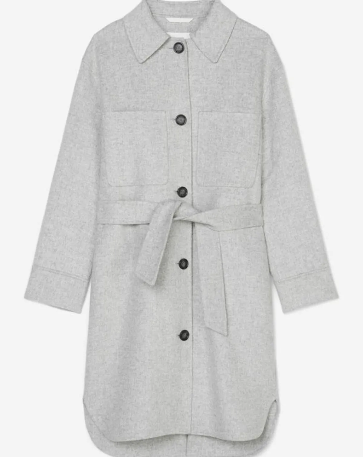 Marc O'Polo Manteaux|Manteau surchemise en Laine mélangée à ceinture gris clair