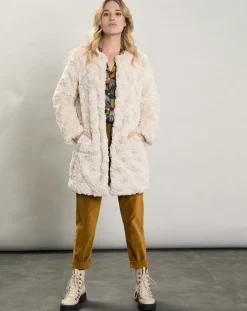 Hartford Manteaux|Manteau Vani fausse fourrure beige