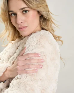 Hartford Manteaux|Manteau Vani fausse fourrure beige