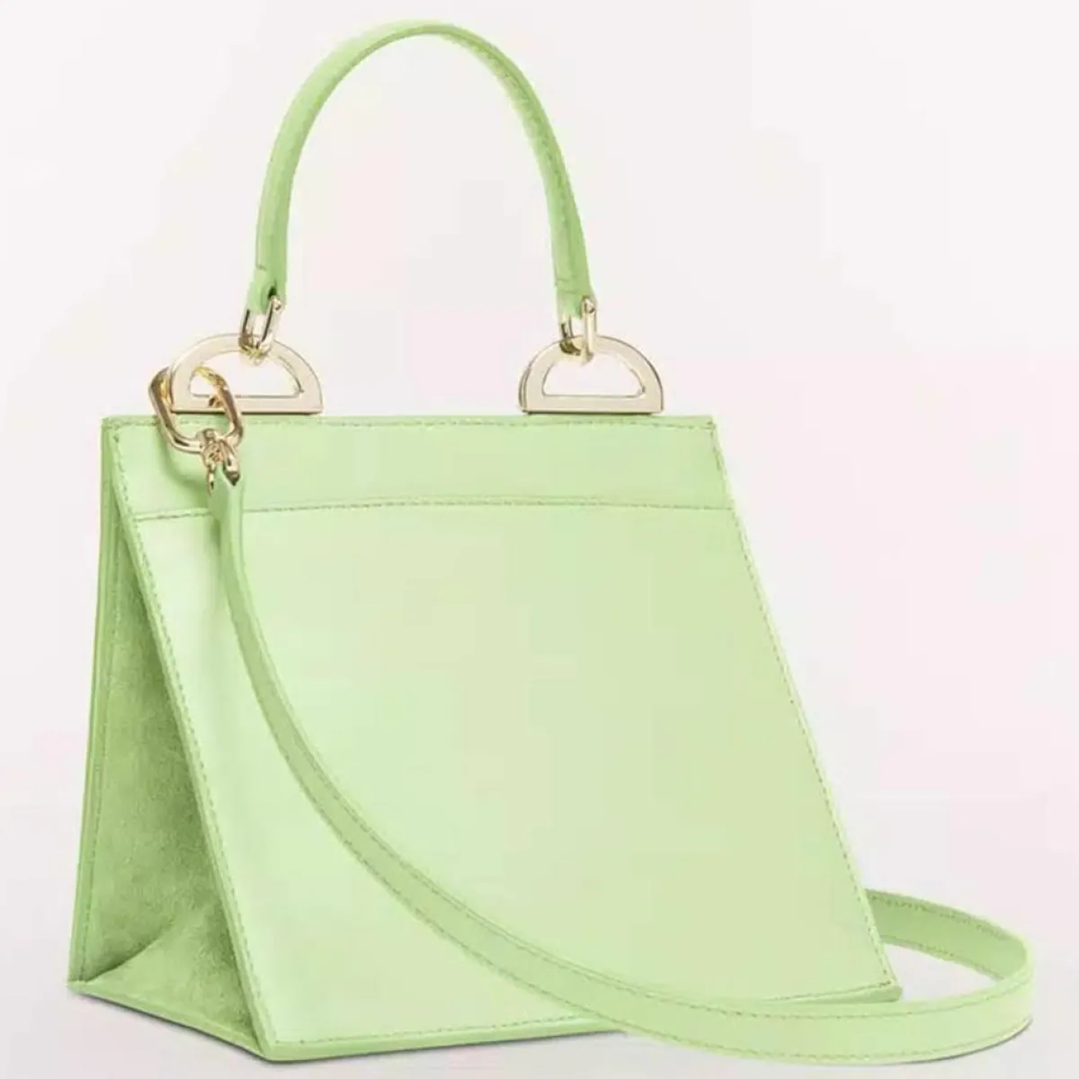 Furla Sacs|Micro Sac à main en Cuir & Velours de Cuir Ligne Future vert 11x9.5x7.5 cm