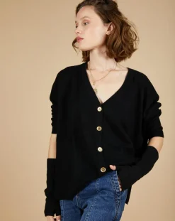 Cashmere Tribu Gants, Moufles|Mitaines 100% Cachemire Mindy noires