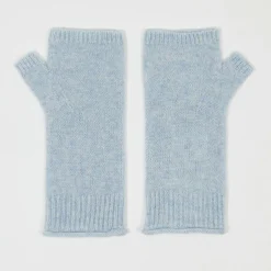 Cashmere Tribu Gants, Moufles|Mitaines 100% Cachemire poignets en côtes Mindy icy blue