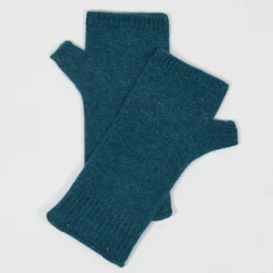 Cashmere Tribu Gants, Moufles|Mitaines 100% Cachemire poignets en côtes Mindy heathered teal