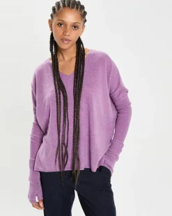 Cashmere Tribu Gants, Moufles|Mitaines 100% Cachemire poignets en côtes Mindy orchidée