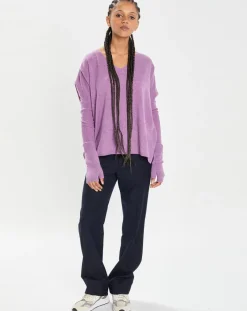 Cashmere Tribu Gants, Moufles|Mitaines 100% Cachemire poignets en côtes Mindy orchidée