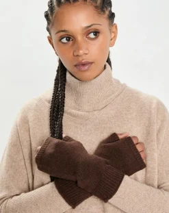 Cashmere Tribu Gants, Moufles|Mitaines 100% Cachemire poignets en côtes Mindy brownie