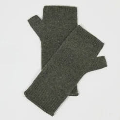 Cashmere Tribu Gants, Moufles|Mitaines 100% Cachemire poignets en côtes Mindy kaki