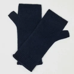 Cashmere Tribu Gants, Moufles|Mitaines 100% Cachemire poignets en côtes Mindy navy