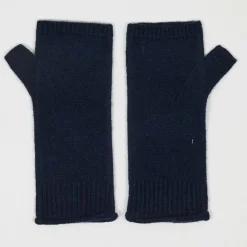 Cashmere Tribu Gants, Moufles|Mitaines 100% Cachemire poignets en côtes Mindy navy