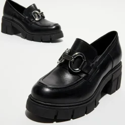 Galeries Lafayette Mocassins|Mocassins en Cuir Bijoux noirs - Talon 6 cm