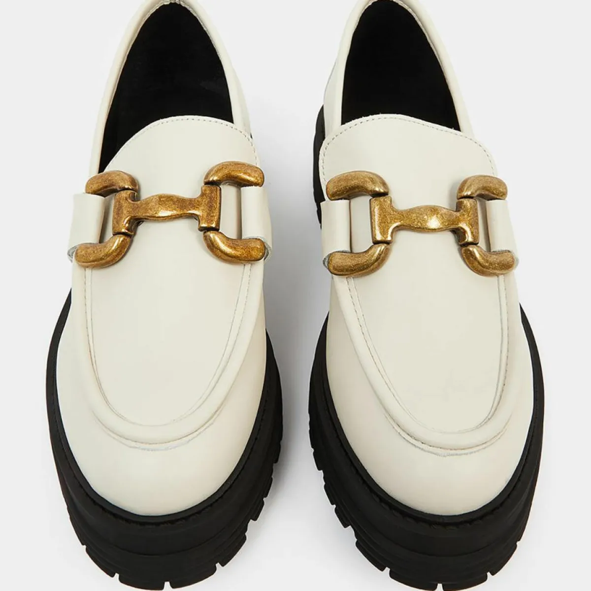 Galeries Lafayette Mocassins|Mocassins en Cuir boucle beiges - Talon 5 cm