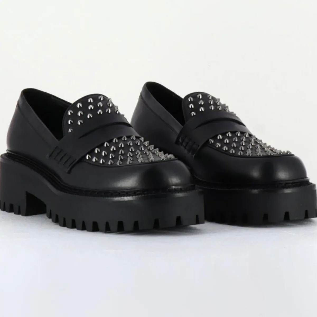 Vic Matie Mocassins|Mocassins en Cuir noirs - Talon 5 cm
