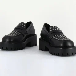 Vic Matie Mocassins|Mocassins en Cuir noirs - Talon 5 cm